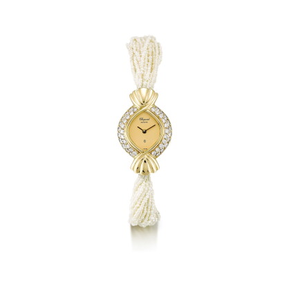 Catalog image of chopard | reference 104431-525 a yellow gold and diamond-set pearl bracelet wat…