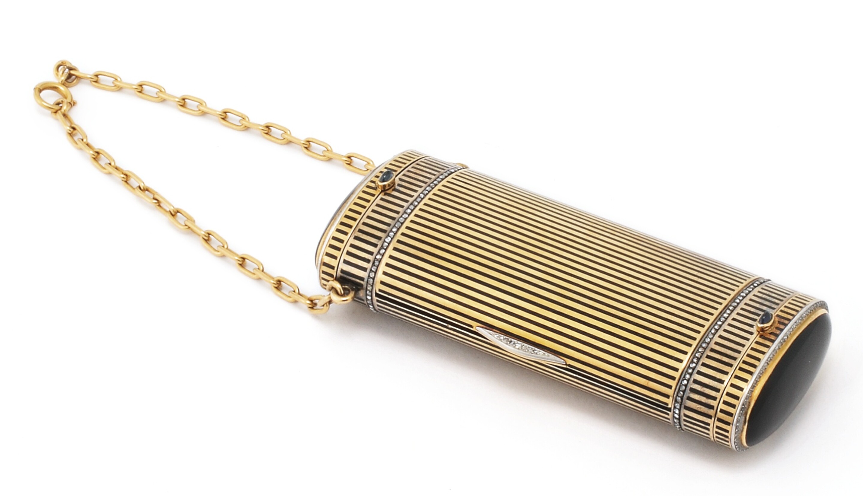 163 A French Art Deco Gold Enamel Hardstone And Diamond Minaudiere 163-a-french-art-deco-gold-enamel-hardstone-and-diamond-minaudiere