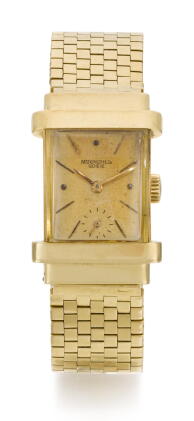 Catalog image of patek philippe | top hat, reference 1450 yellow gold rectangular wristwatch wit…