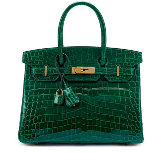 View 1 of Lot 9751: Important Private Collection: Vert Emeraude Shiny Niloticus Crocodile Birkin 30 Gold Hardware, 2012
