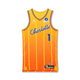 View 1 of Lot 20: LaMelo Ball Charlotte Hornets 2025-2026 Game Worn City Edition Jersey | Matched to 2 Games | Double-Double