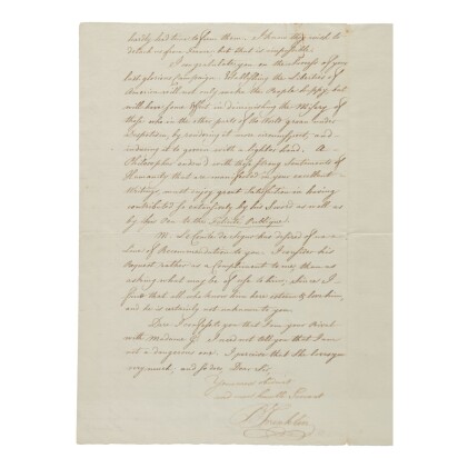 View 1 of Lot 176: Franklin, Benjamin | Writing in the uncertain period after Yorktown, Franklin looks forward to negotiating the treaty that will end the War