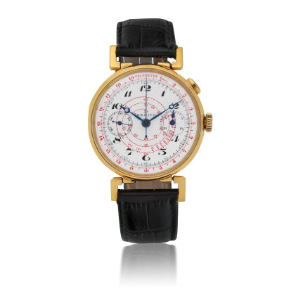 Catalog image of zenith | yellow gold mono-pusher chronograph wristwatch with white enamel dial …
