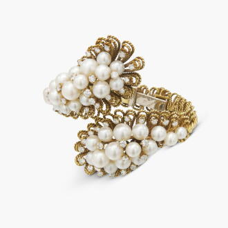 View 1 of Lot 69: Cultured Pearl and diamond Bracelet 
