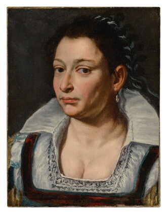 Catalog image of Portrait of a lady in a white blouse with a ribbon in her hair