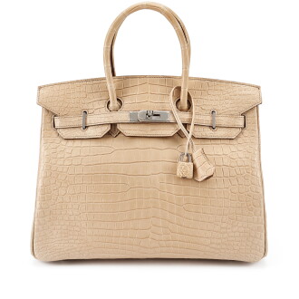 View 1 of Lot 101: Poussiere Matte Porosus Crocodile Birkin 35 Palladium Hardware, 2008