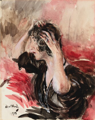 Catalog image of giovanni boldini | woman fixing her hair