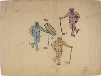 View 1 of Lot 56: Paul McCartney | An Early Sketch of Ice Hockey Players, [1957]