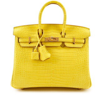 View 1 of Lot 7833: Mimosa Matte Porosus Crocodile Birkin 25 Gold Hardware, 2020
