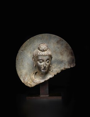 View 1 of Lot 803: A gray schist head of Buddha, Ancient region of Gandhara, 3rd / 4th century