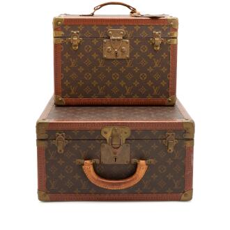 View 1 of Lot 16: Set of Two Vintage Monogram Canvas Pharmacie Case Brass Hardware and Vintage Monogram Canvas Small Square Case Brass Hardware