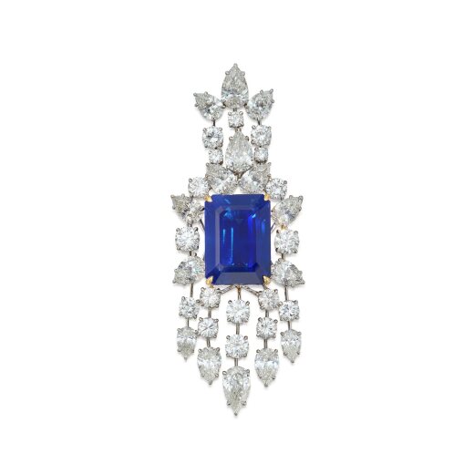 View 1 of Lot 344: Sapphire and Diamond Pendant-Necklace
