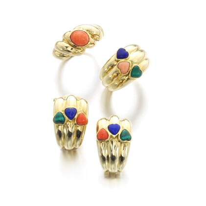 Catalog image of Gem set demi-parure and a ring