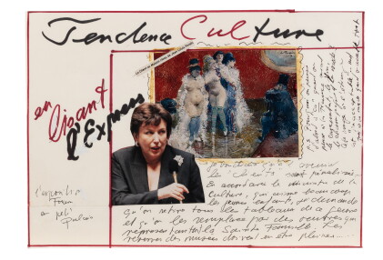 Catalog image of A satirical work ‘Tendance Culture en lisant l'Express’, 2011, depicting the Fr…