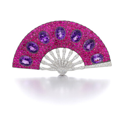 Catalog image of michele della valle | amethyst, ruby and diamond brooch