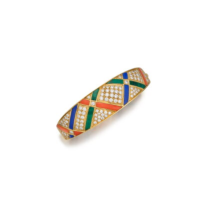 Catalog image of Hardstone and Diamond Bangle-Bracelet, France
