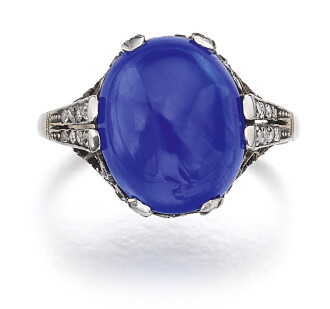 View 1 of Lot 180: FINE SAPPHIRE AND DIAMOND RING, LATE 19TH CENTURY [藍寶石配鑽石戒指，十九世紀末]
