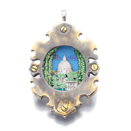 Catalog image of michele della valle | tsavorite garnet and diamond brooch/pendant