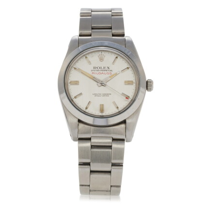 Catalog image of Milgauss, Ref. 1019 Stainless steel antimagnetic wristwatch with bracelet Circa 1969