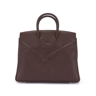 View 1 of Lot 34: Rouge Sellier Evercalf Shadow Birkin 25 Palladium Hardware, 2021