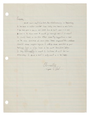View 1 of Lot 105: Autograph letter signed ("Eternally, Tupac A. Shakur"), to Cosima [Knez], [Marin City, California, ca spring 1989].