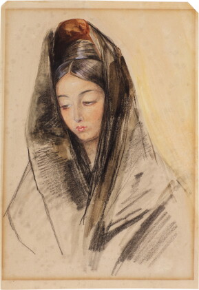 Catalog image of A Spanish lady wearing a mantilla
