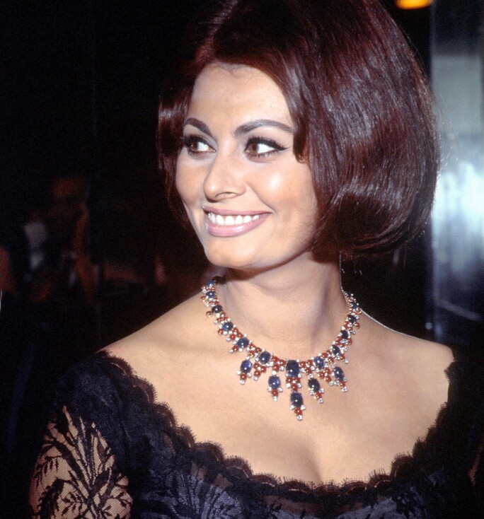 Sophia Loren wearing a Bulgari necklace, 20 June 1962 (photo)