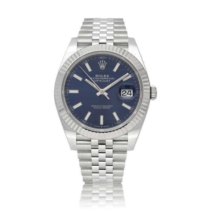Stainless steel Rolex Datejust with blue dial