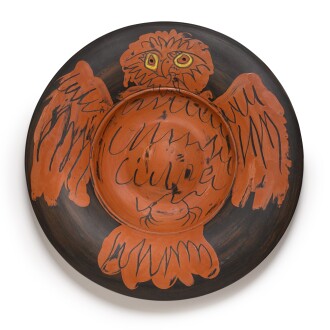 View 1 of Lot 14: Hibou rouge sur fond noir (A. R. 399)