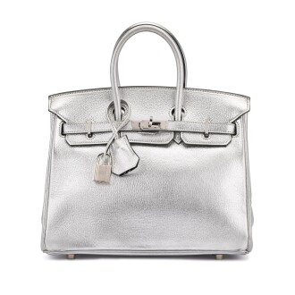 View 1 of Lot 1: Metallic Silver Chèvre Birkin 25 Palladium Hardware, 2004
