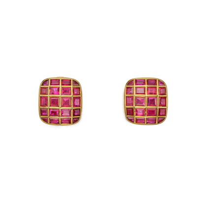 Catalog image of Pair of Gold and Ruby Earclips
