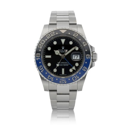 View 1 of Lot 408: 'Batman' GMT-Master II, Ref. 116710BLNR Stainless steel dual time zone wristwatch with date and bracelet Circa 2015 | 勞力士 116710BLNR型號「'Batman' GMT-Master II」精鋼兩地時間鍊帶腕錶備日期顯示，年份約2015