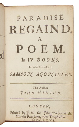 Catalog image of milton, john | paradise regain'd. a poem. in iv books. to which is added samson…
