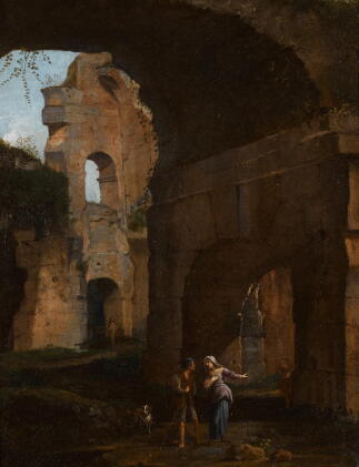 Catalog image of roman school, 17th century | classical ruins with figures conversing in the for…