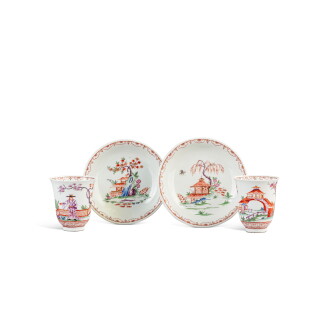 View 1 of Lot 789: A pair of Vienna (Du Paquier) porcelain beakers and stands, circa 1725-30