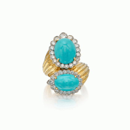 Catalog image of Gold, Turquoise and Diamond Ring