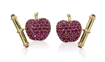 Catalog image of pair of ruby cufflinks, michele della valle