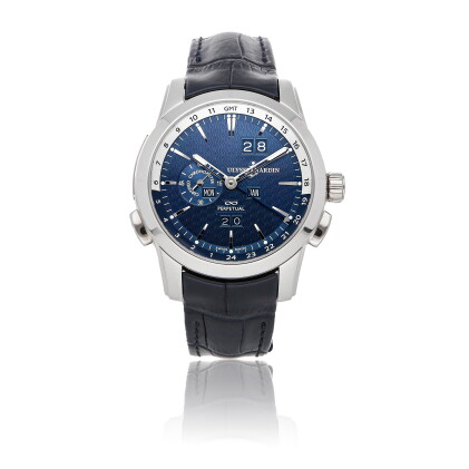 Catalog image of ulysse nardin | perpetual manufacture reference 329-10/93-bq a platinum automat…