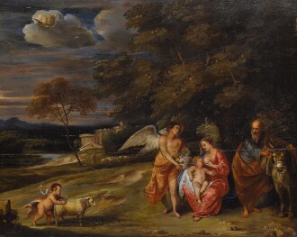 View 1 of Lot 131: Holy Family with the Infant Saint John the Baptist and an Angel