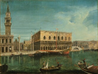 View 1 of Lot 169: Venice, a view of the Molo from the Bacino di San Marco, with the Palazzo Ducale and the Bucentaur |  Vue du Palais des Doges avec le Bucentaure depuis le Bacino
