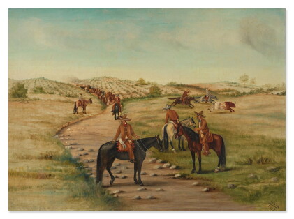 Catalog image of Two Works [Seis jinetes lanzando toro; El ganado]
