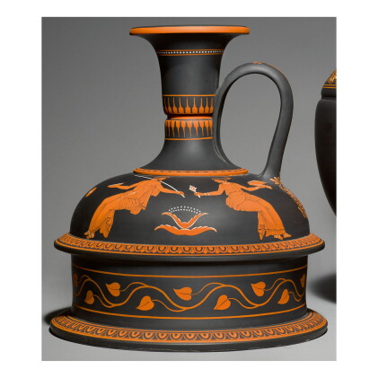 Catalog image of a wedgwood black basalt 'encaustic'-decorated vase circa 1800