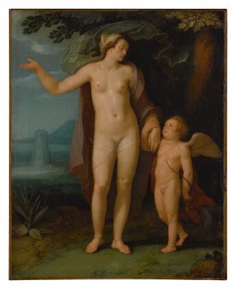 Catalog image of venus and cupid in a landscape
