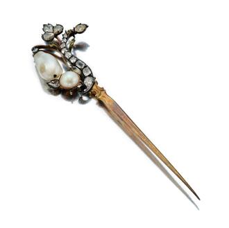 View 1 of Lot 39: Empress Catherine the Great: A Gold-Mounted Pearl and Diamond Hair Pin from the Russian Imperial Jewels, circa 1750