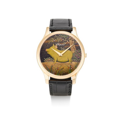 Catalog image of chopard | xp urushi, reference 1902 a limited edition pink gold wristwatch with…
