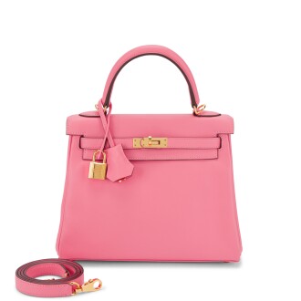 View 1 of Lot 647: Rose Azalee Swift Kelly 25 Retourné Gold Hardware, 2018