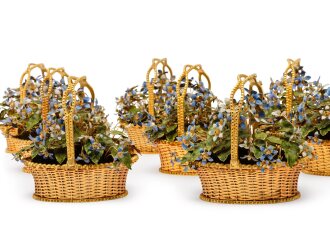 View 1 of Lot 57: A Group of Twelve Gilt-Metal and Enamel 'Fleurs des Siècles' Flower Baskets, Jane Hutcheson for Gorham Mfg. Co., Providence, Circa 1970-85