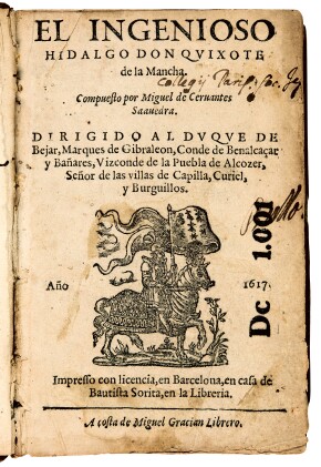 Cervantes, Don Quixote [part one only], Barcelona, 1617, contemporary calf
