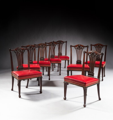 Catalog image of Ensemble de huit chaises en acajou d’époque George III, sept par Thomas Chippen…