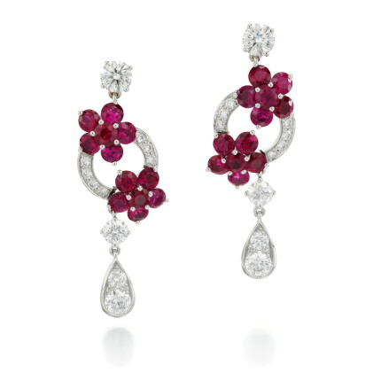 Catalog image of graff | pair of ruby and diamond earrings